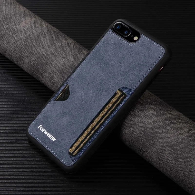 Luxury Leather Case for iPhone with Card Holder Slot, Soft Leather, All Around Protection Phone Case