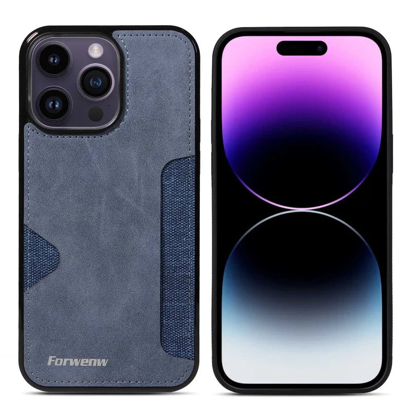 Luxury Leather Case for iPhone with Card Holder Slot, Soft Leather, All Around Protection Phone Case