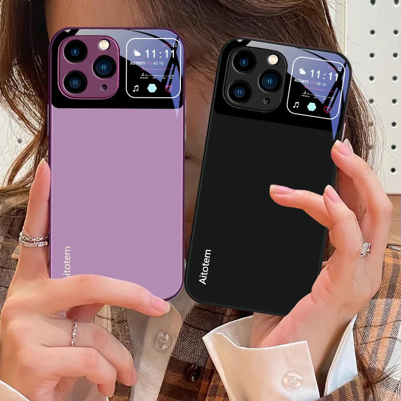 High Quality Black Tempered Glass Phone Case For iPhone, All Around Protection Phone Case, Unique Design
