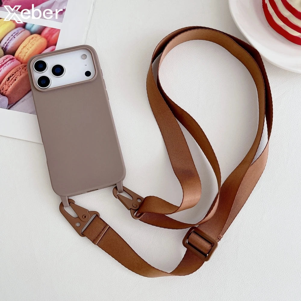 High Quality Silicone Case with Crossbody Strap, Shockproof Cover, Slim Design, Shockproof Resistant Case