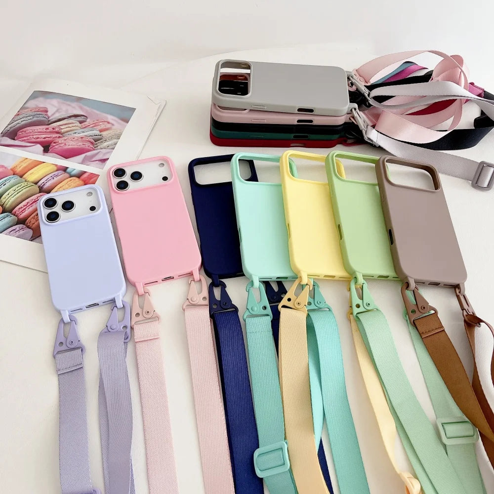High Quality Silicone Case with Crossbody Strap, Shockproof Cover, Slim Design, Shockproof Resistant Case