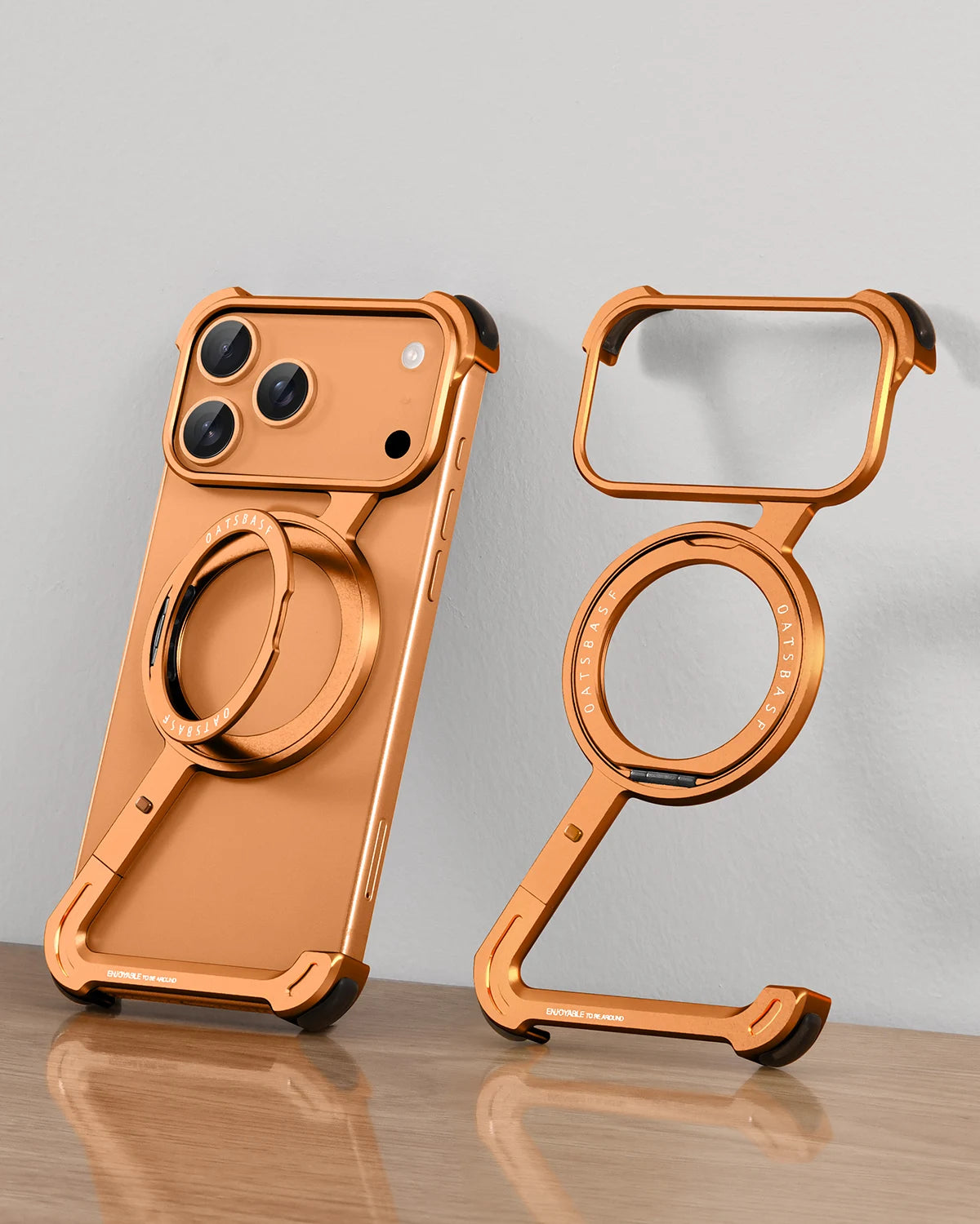 MagSafe iPhone 17 Case with 360° Rotating Metal Stand, Frameless Edges And Shockproof