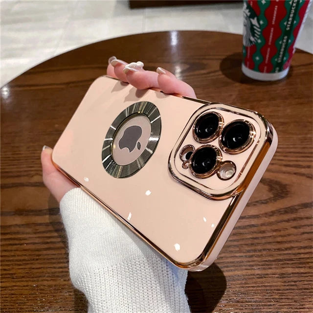 Luxury Apple iPhone Case, Premium Shockproof and Lens Camera Protection, Unique Design With Gold Frame