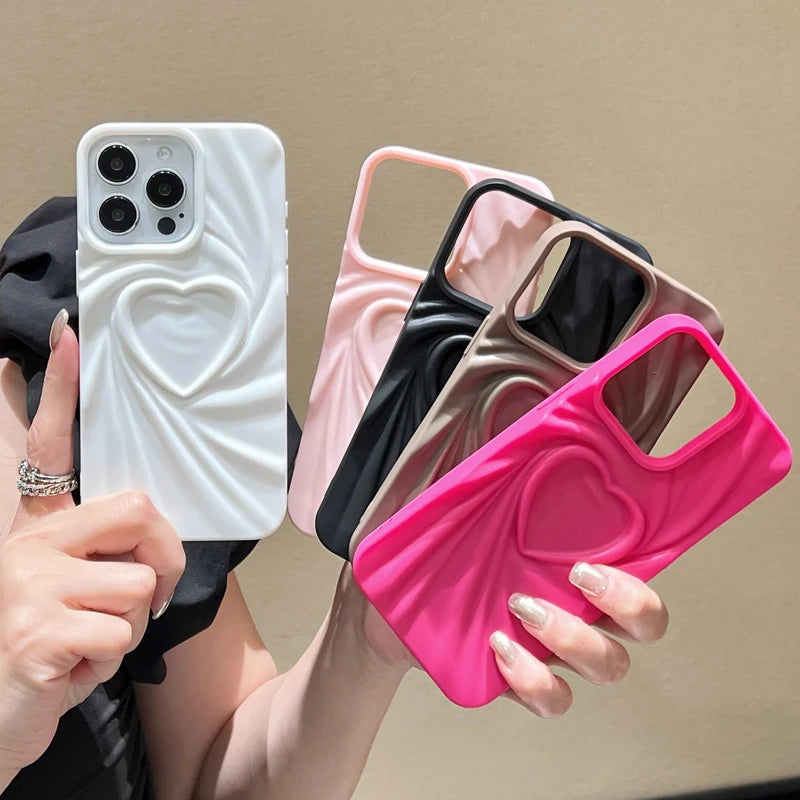 High Quality 3D Heart Design Silicone iPhone Case, Heavy Duty, Bumper Cover Phone Case