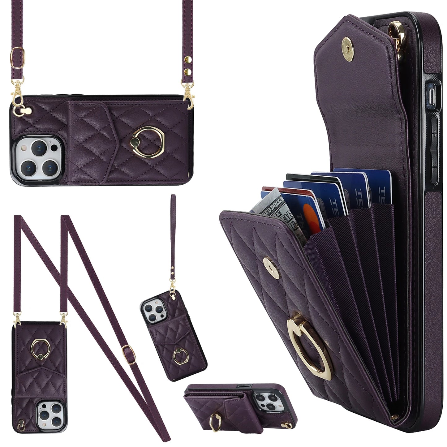 High Quality Crossbody Leather Case for iPhone with Wallet, Premium Leather, All Around Protection Phone Case.