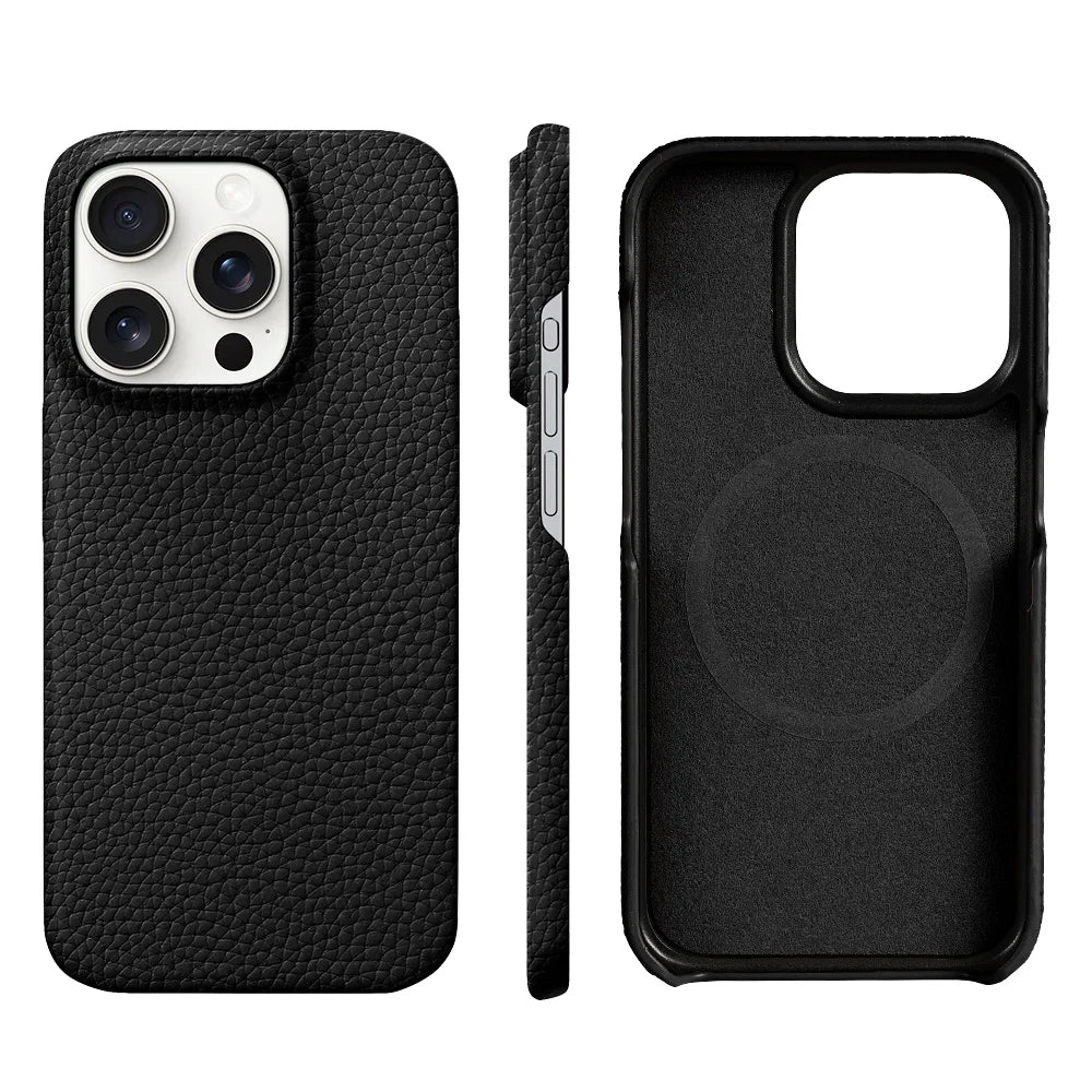 Premium Quality Magsafe Case for iPhone, Natural Leather, Magnetic Charging Case, Anti-fingerprint and Shock-proof Case.