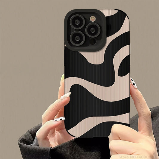 Premium Ultra-Thin Black and White Zebra Stripe Case For iPhone, Magsafe With Camera Protection, Shockproof Phone Case, Soft Silicon Cover and Protective Case