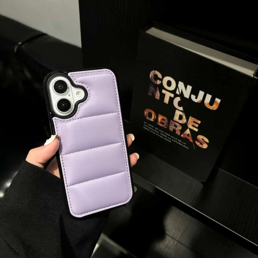 High Quality Puffer Phone Case for iPhone, Solid Color, Shockproof Protection, Soft Cover