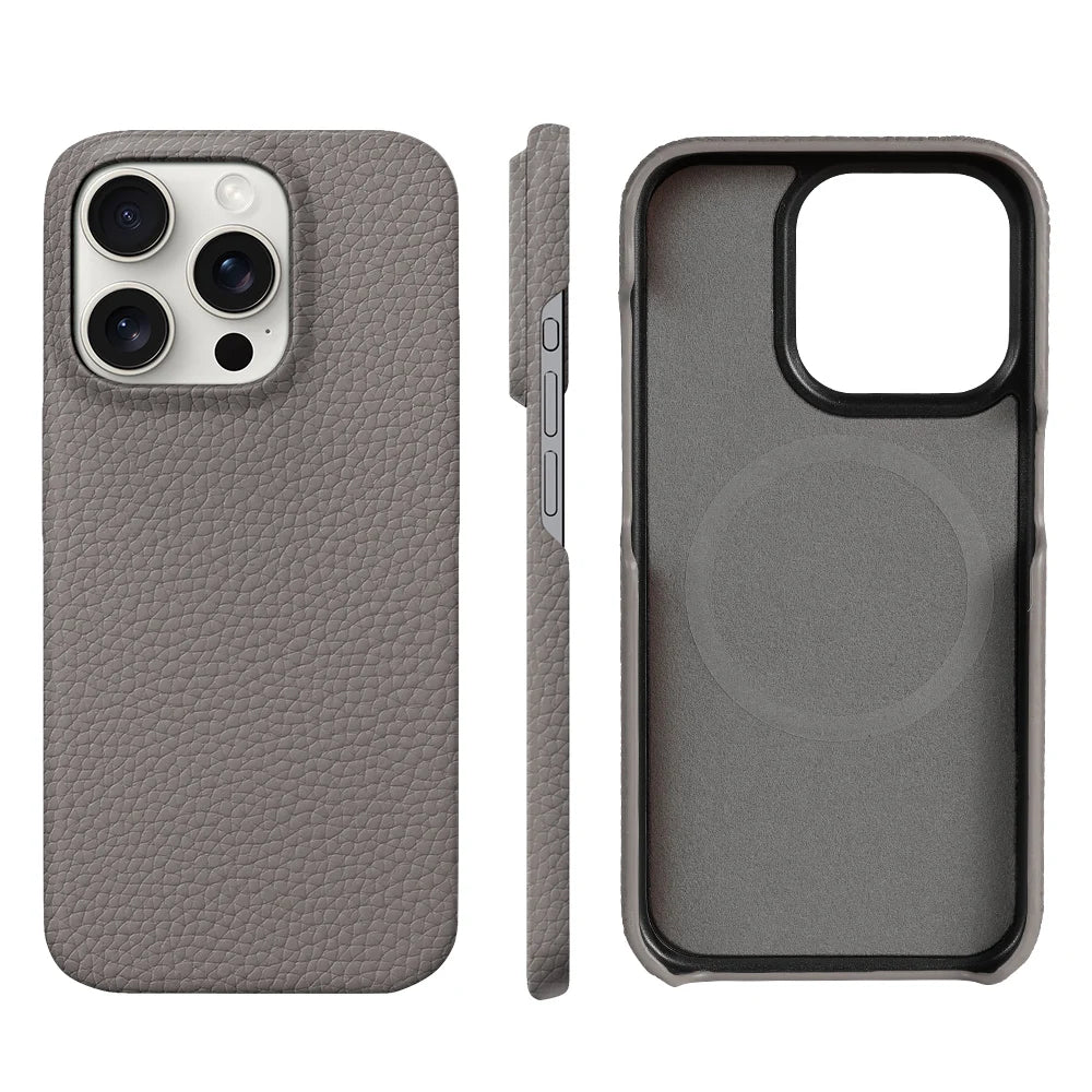 Premium Quality Magsafe Case for iPhone, Natural Leather, Magnetic Charging Case, Anti-fingerprint and Shock-proof Case.