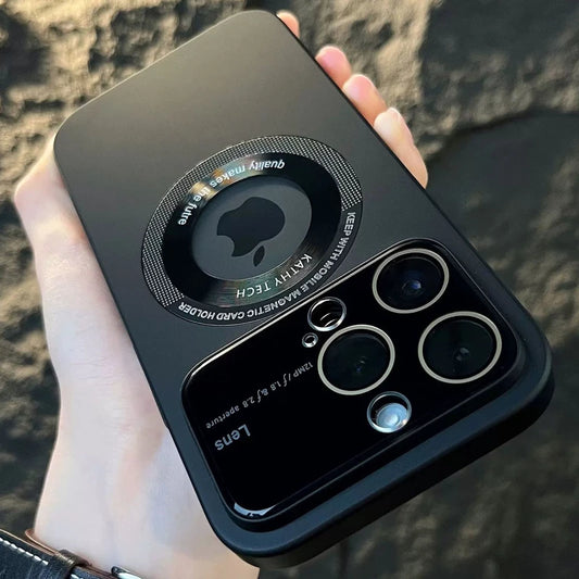 Luxury Ultra-Thin iPhone Case,  Matte Frame Magnetic Case, Magsafe Case With Camera Lens Protection, Shockproof and Drop-Proof Glass Cover, Scratch Resistant Silicon Bumper