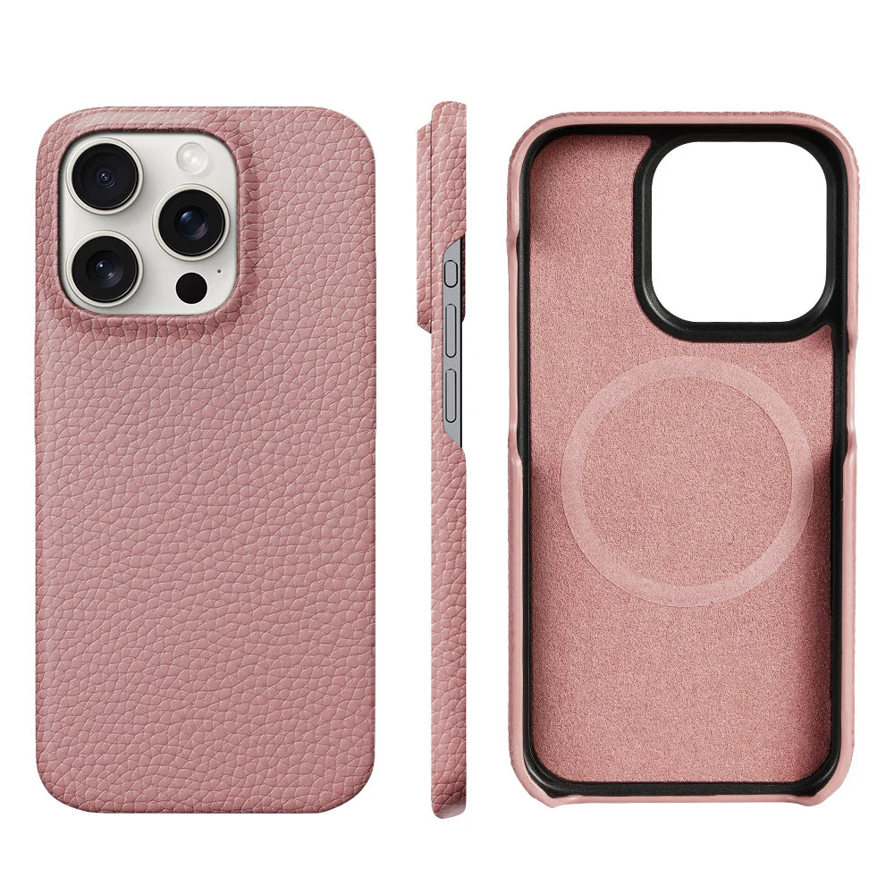 Premium Quality Magsafe Case for iPhone, Natural Leather, Magnetic Charging Case, Anti-fingerprint and Shock-proof Case.