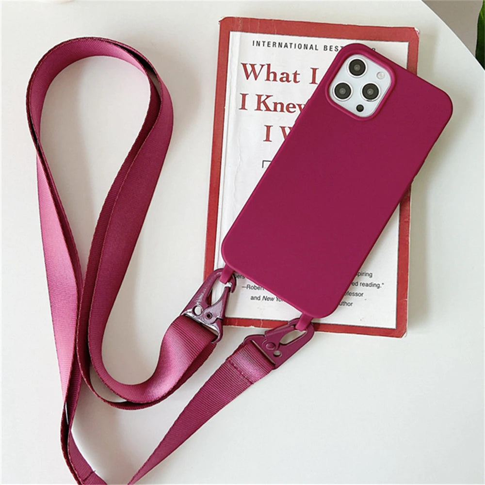 High Quality Silicone Case with Crossbody Strap, Shockproof Cover, Slim Design, Shockproof Resistant Case