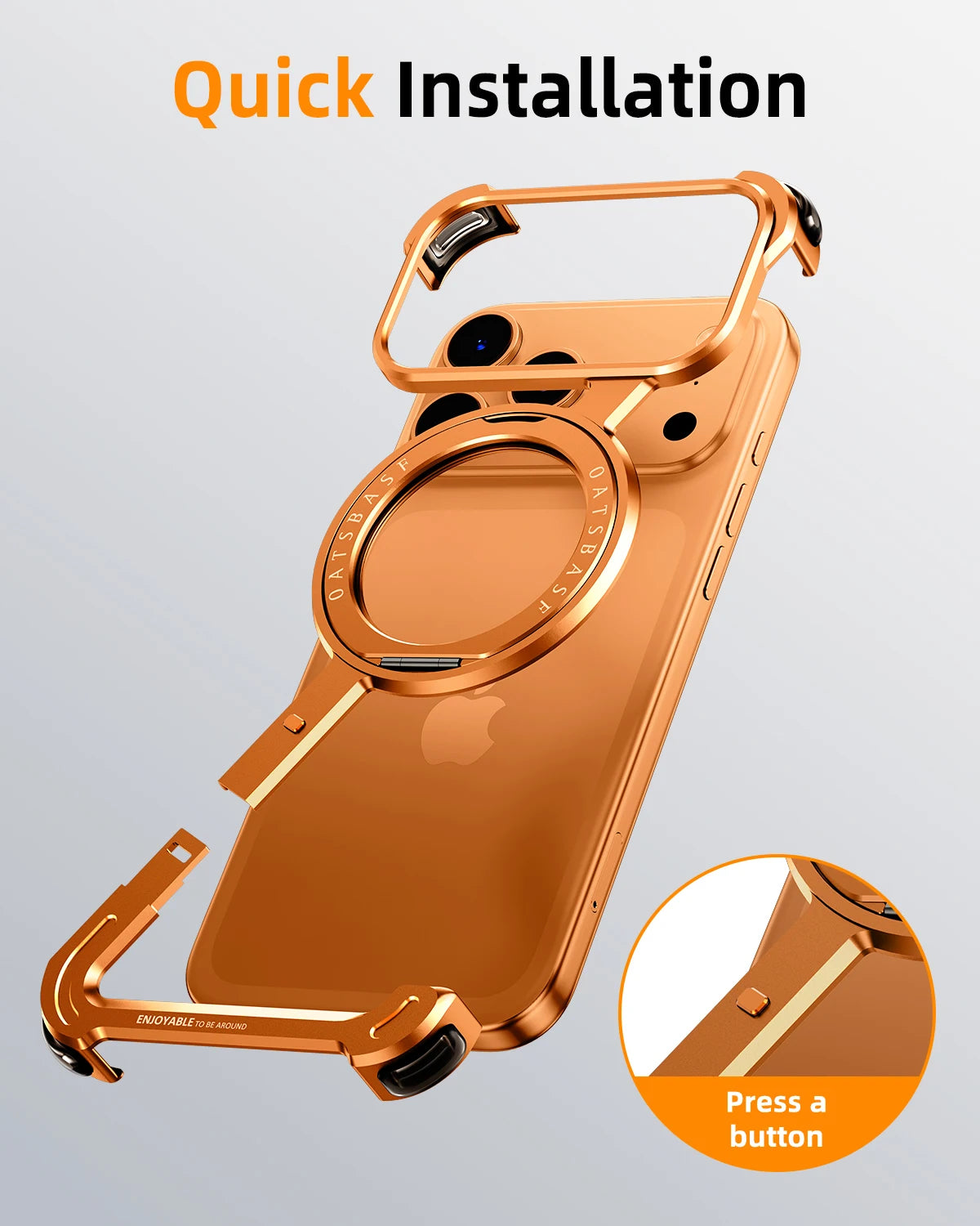 MagSafe iPhone 17 Case with 360° Rotating Metal Stand, Frameless Edges And Shockproof