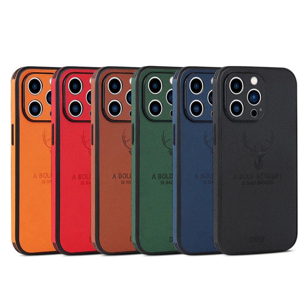 Luxury Deer Leather iPhone Case,  Shockproof Resistant, Soft Leather, All Around Protection and Camera Lens Protection