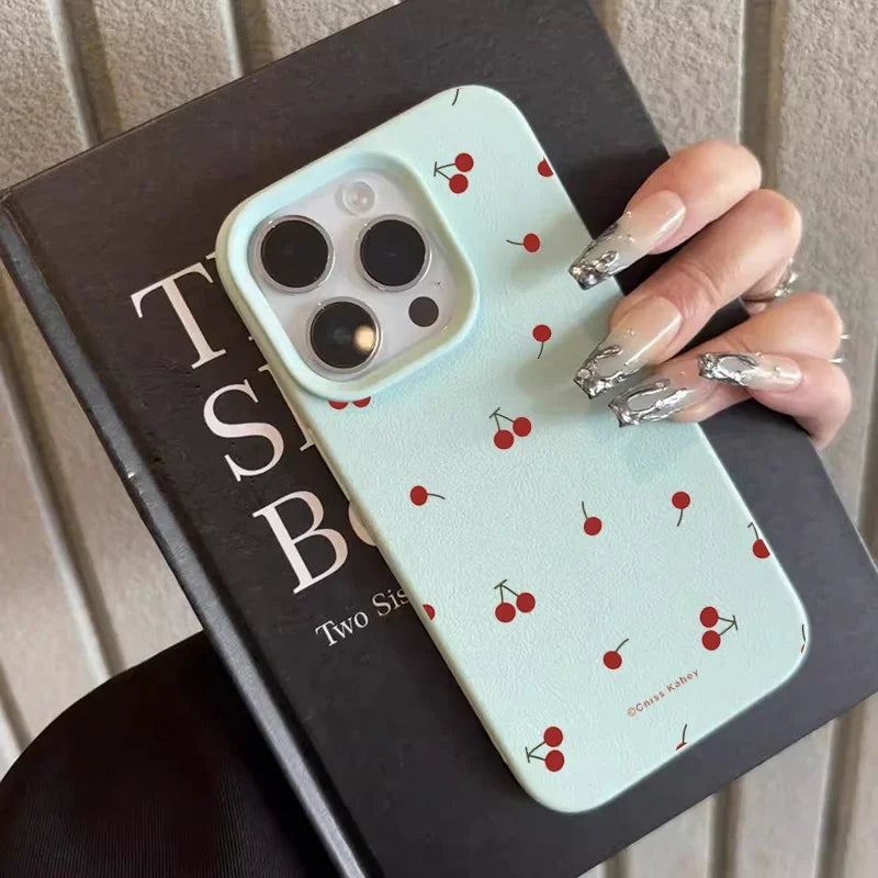 High Quality Silicone Phone Case, Cherry Design, Full Coverage Case, Shockproof Resistant