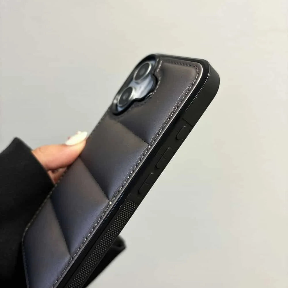 High Quality Puffer Phone Case for iPhone, Solid Color, Shockproof Protection, Soft Cover