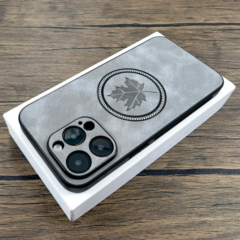 Luxury Leather Case For iPhone, For MagSafe Charging, Full Cover and Camera Lens Protection