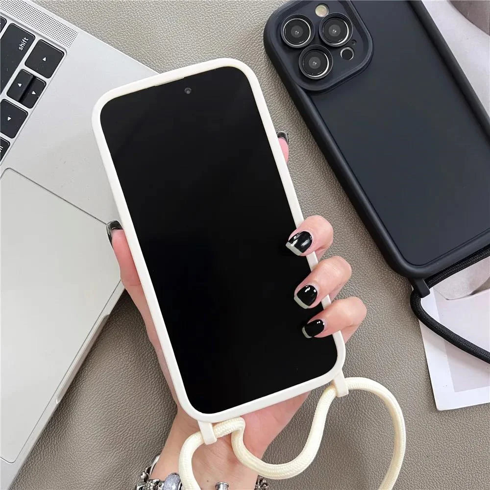 High Quality iPhone Case with Crossbody Adjustable Strap, Premium Silicone Case