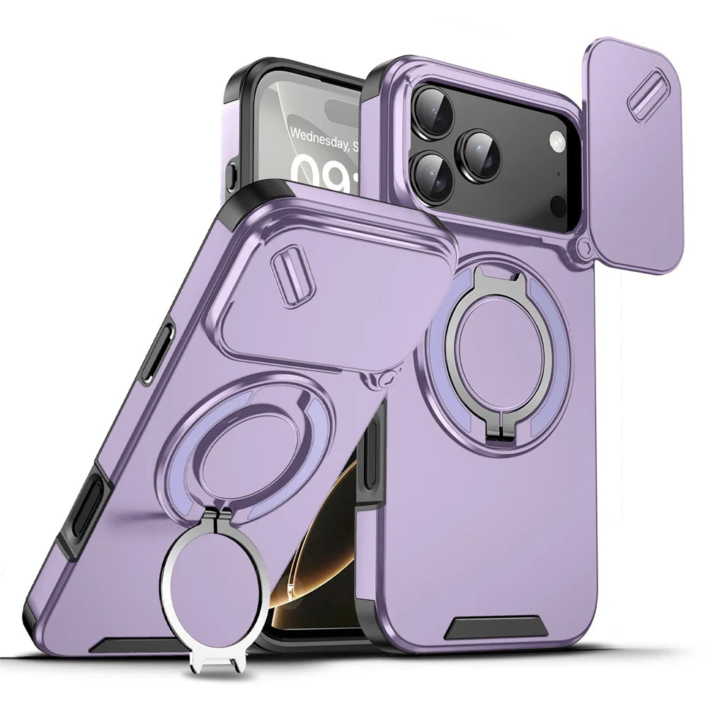Premium Magnetic Stand Phone Case for iPhone, Full Camera Protection, All Around Protection Phone Case, Shockproof Protection Phone Case