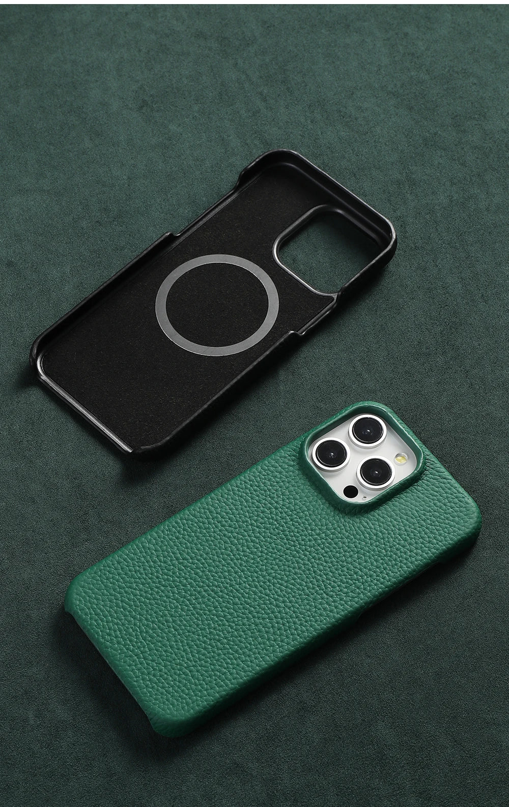 Premium Quality Magsafe Case for iPhone, Natural Leather, Magnetic Charging Case, Anti-fingerprint and Shock-proof Case.