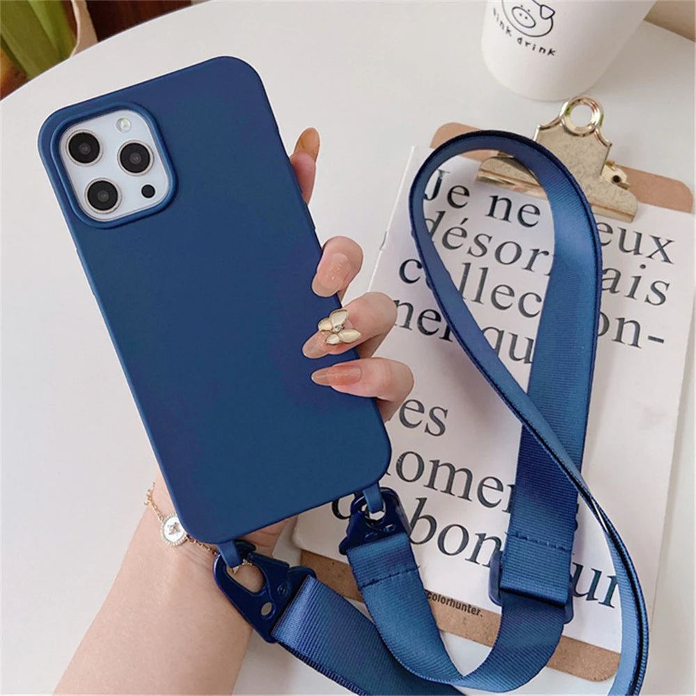 High Quality Silicone Case with Crossbody Strap, Shockproof Cover, Slim Design, Shockproof Resistant Case