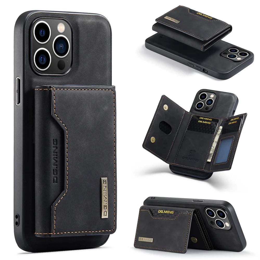 Premium Leather iPhone Case with Card Holder on the Back, Shockproof Resistant Phone Case