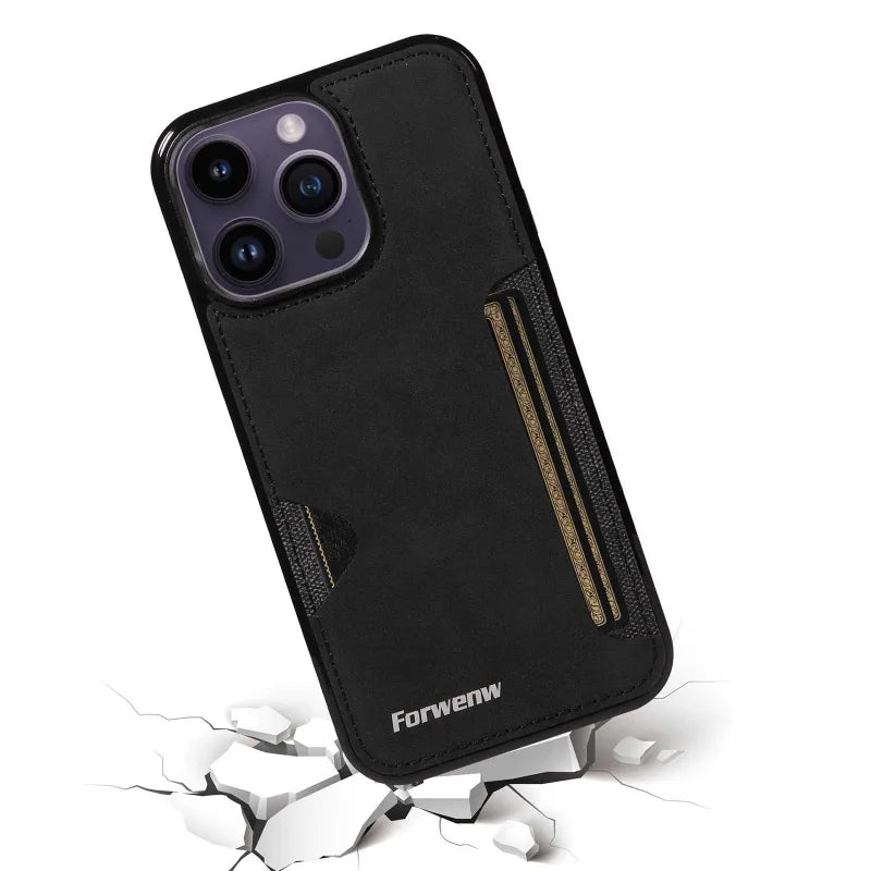 Luxury Leather Case for iPhone with Card Holder Slot, Soft Leather, All Around Protection Phone Case