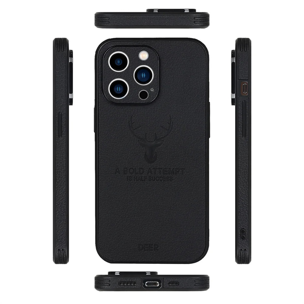 Luxury Deer Leather iPhone Case,  Shockproof Resistant, Soft Leather, All Around Protection and Camera Lens Protection