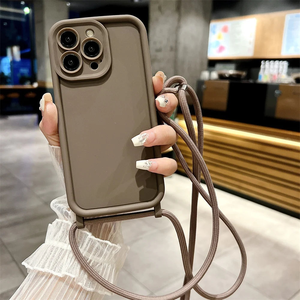 High Quality iPhone Case with Crossbody Adjustable Strap, Premium Silicone Case