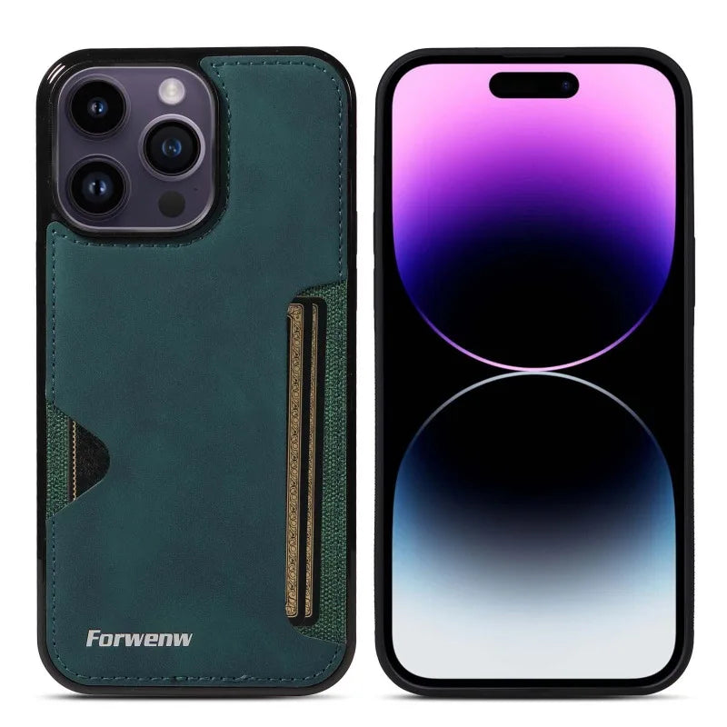Luxury Leather Case for iPhone with Card Holder Slot, Soft Leather, All Around Protection Phone Case