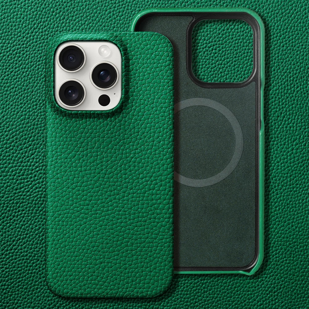 Premium Quality Magsafe Case for iPhone, Natural Leather, Magnetic Charging Case, Anti-fingerprint and Shock-proof Case.