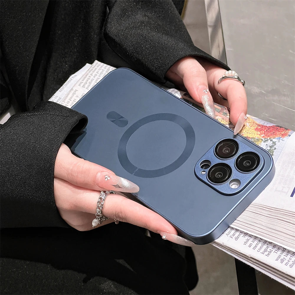Luxury Matte Phone Case for iPhone, For Magsafe Wireless Charging Phone Case, Shockproof Bumper Cover
