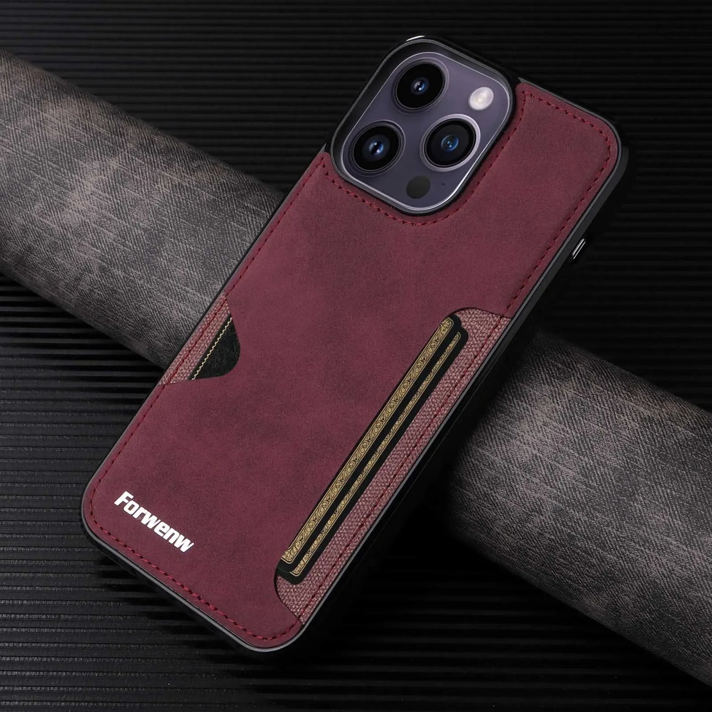 Luxury Leather Case for iPhone with Card Holder Slot, Soft Leather, All Around Protection Phone Case