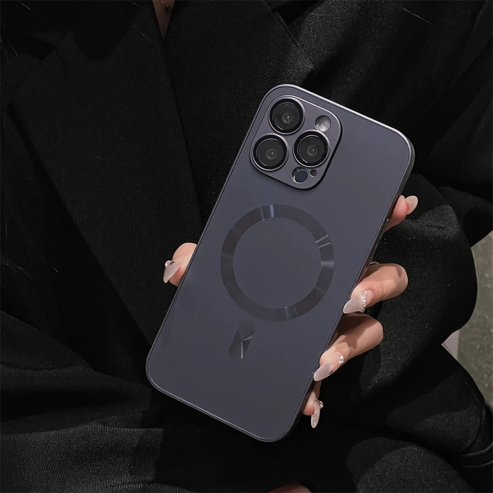 Luxury Matte Phone Case for iPhone, For Magsafe Wireless Charging Phone Case, Shockproof Bumper Cover