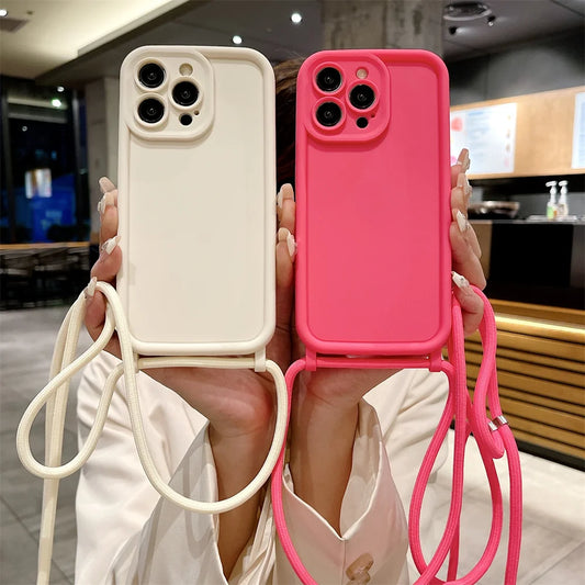 High Quality iPhone Case with Crossbody Adjustable Strap, Premium Silicone Case