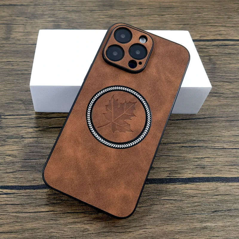 Luxury Leather Case For iPhone, For MagSafe Charging, Full Cover and Camera Lens Protection