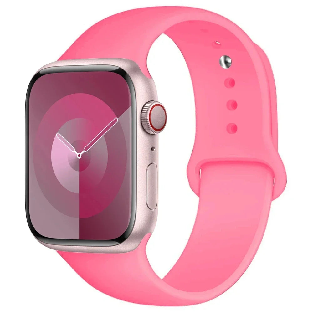 High Quality Silicone Strap For Apple Watch, 44mm 45mm 40mm 41mm 42-38mm 45 mm and series 8 7 6 5 4 3 SE 9 Ultra 2 49mm