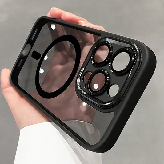 Luxury Magnetic Metal Lens Bumper Protection Case For iPhone 16 15 14 13 12 11 Pro Max 16 Plus,  Wireless Charging  Phone Case