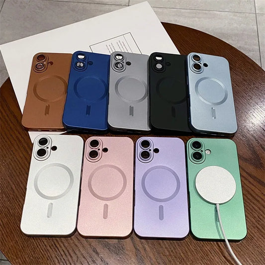 Luxury Matte Case For iPhone 15 14 13 12 11 Pro Max Plus, Magnetic phone case,  with Shockproof Bumper Cover