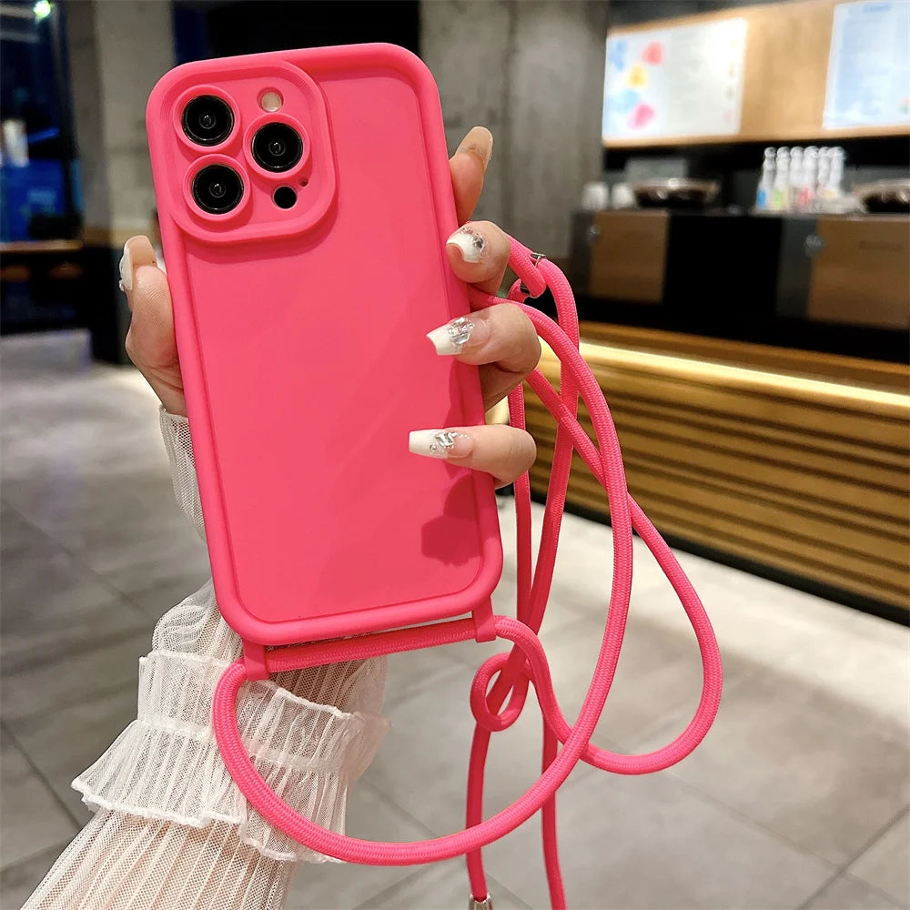 High Quality iPhone Case with Crossbody Adjustable Strap, Premium Silicone Case
