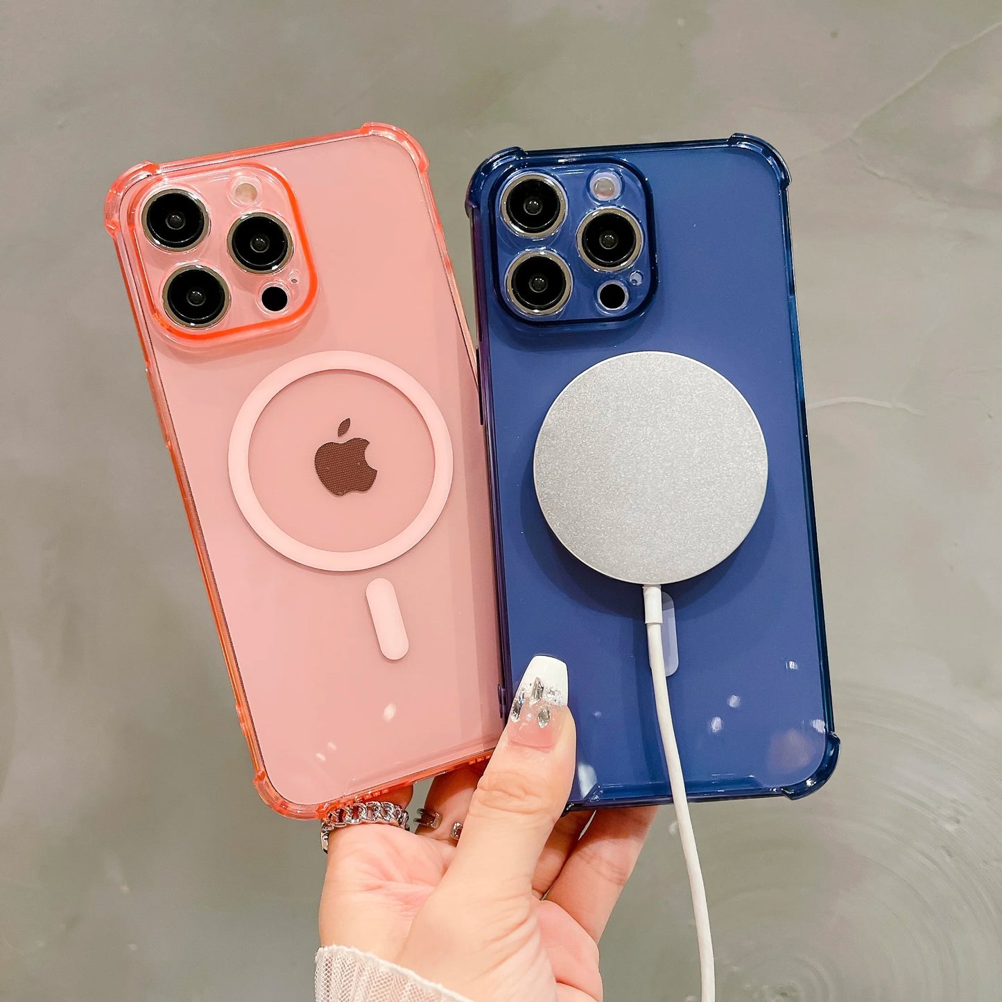 Luxury Wireless Charging Phone Case, MagSafe and Shockproof Phone Case For iPhone, Transparent and Magnetic Bumper Cover