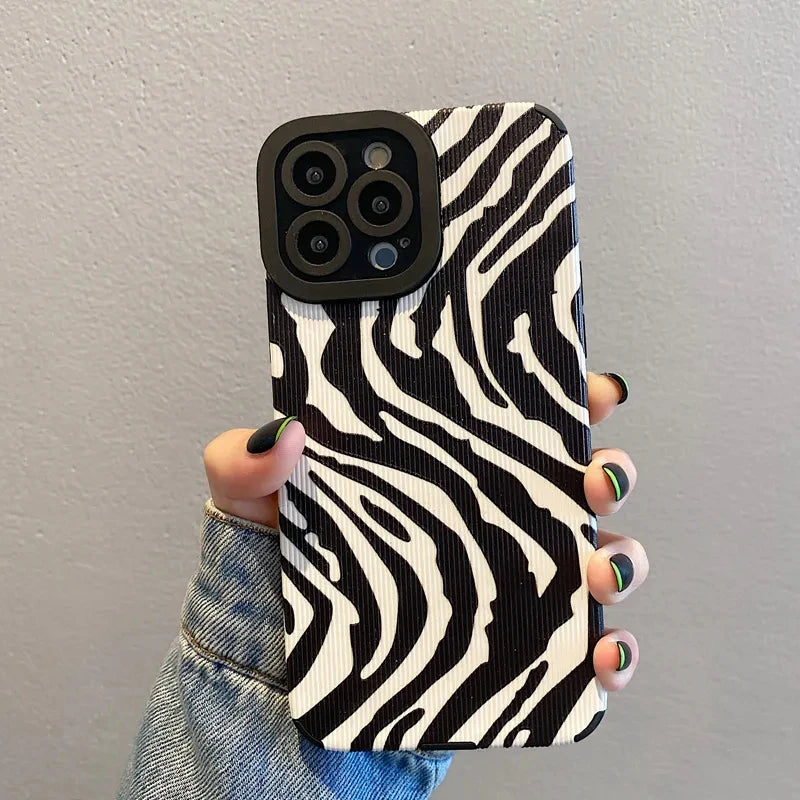 High Quality Silicone, Black and White Zebra Design Case For iPhone, Shockproof Soft Cover