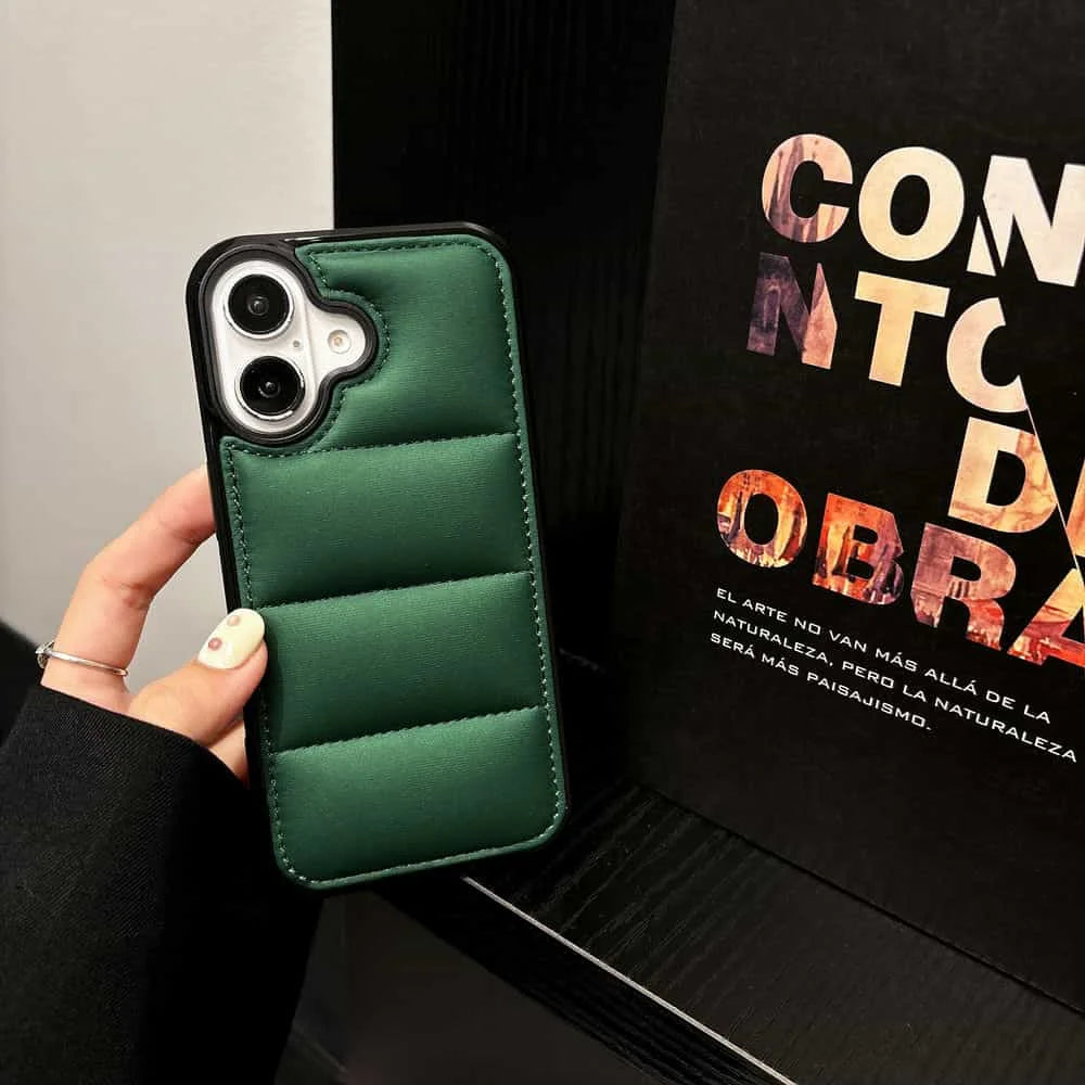 High Quality Puffer Phone Case for iPhone, Solid Color, Shockproof Protection, Soft Cover
