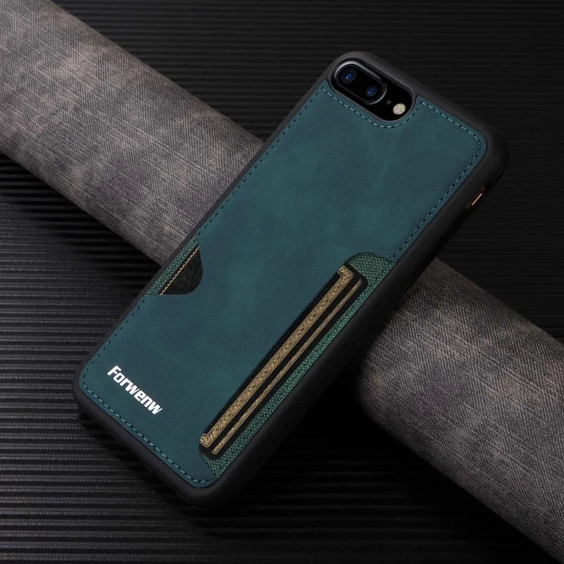 Luxury Leather Case for iPhone with Card Holder Slot, Soft Leather, All Around Protection Phone Case