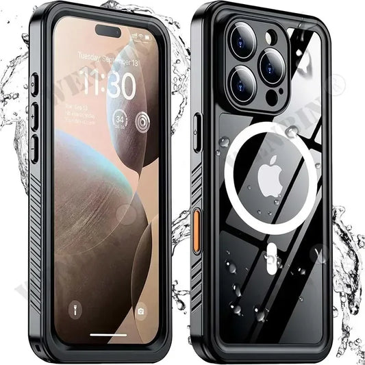 Premium Waterproof Case For iPhone 16 15 14 Pro Max Plus, Full Cover Protection with MagSafe Charging and Magnetic Metal