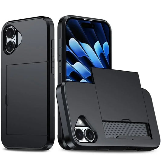 Premium iPhone Case Cover with Wallet Card Holder Slot, Shockproof Resistant Phone Case