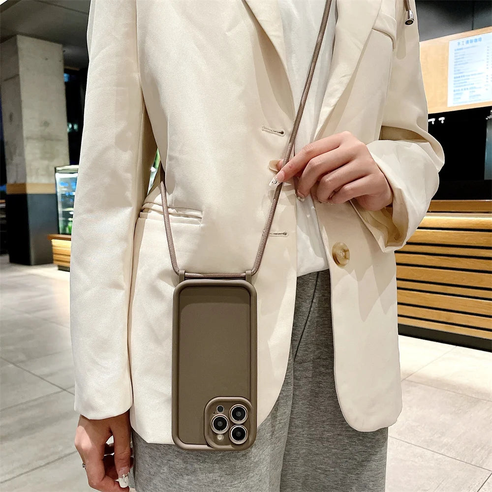 High Quality iPhone Case with Crossbody Adjustable Strap, Premium Silicone Case