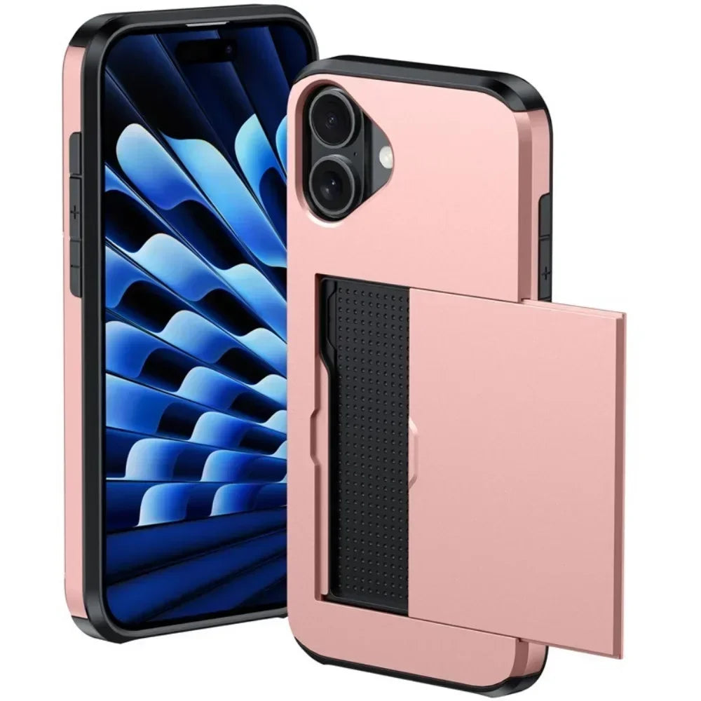 Premium iPhone Case Cover with Wallet Card Holder Slot, Shockproof Resistant Phone Case
