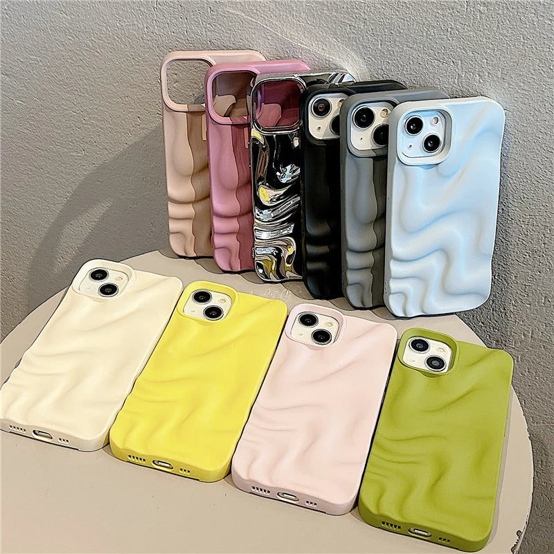 Luxury 3D Wave Case For iPhone, Soft Shockproof Back Cover, All Around Protection