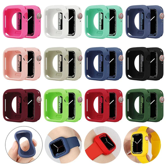Premium Soft Silicone Case for Apple Watch 9 8 7 6 5, Series 44mm 40mm 41mm.